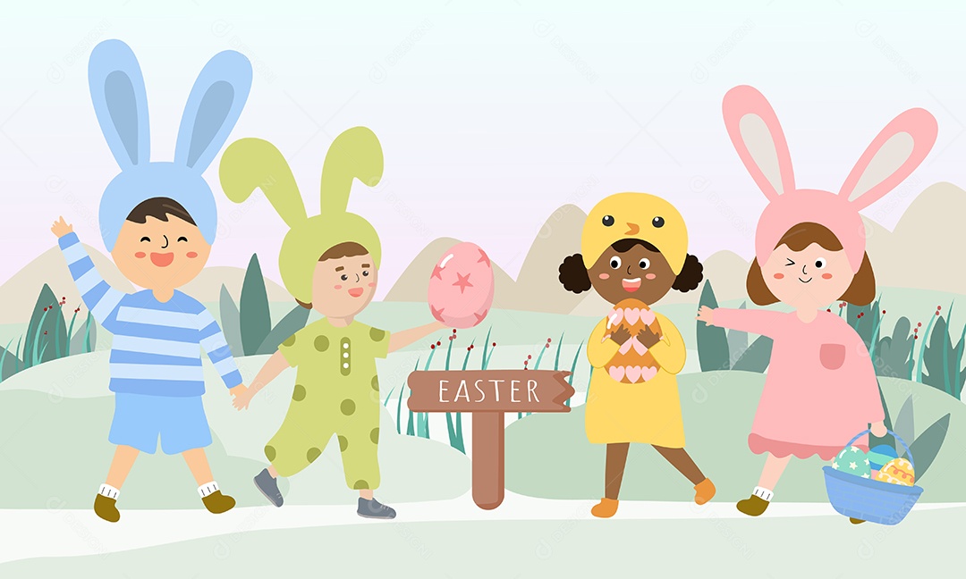 Animais da Páscoa Ilustração Vetor EPS