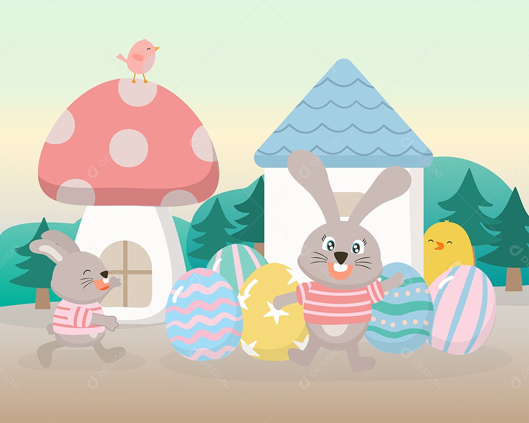 Animais da Páscoa Ilustração Vetor EPS