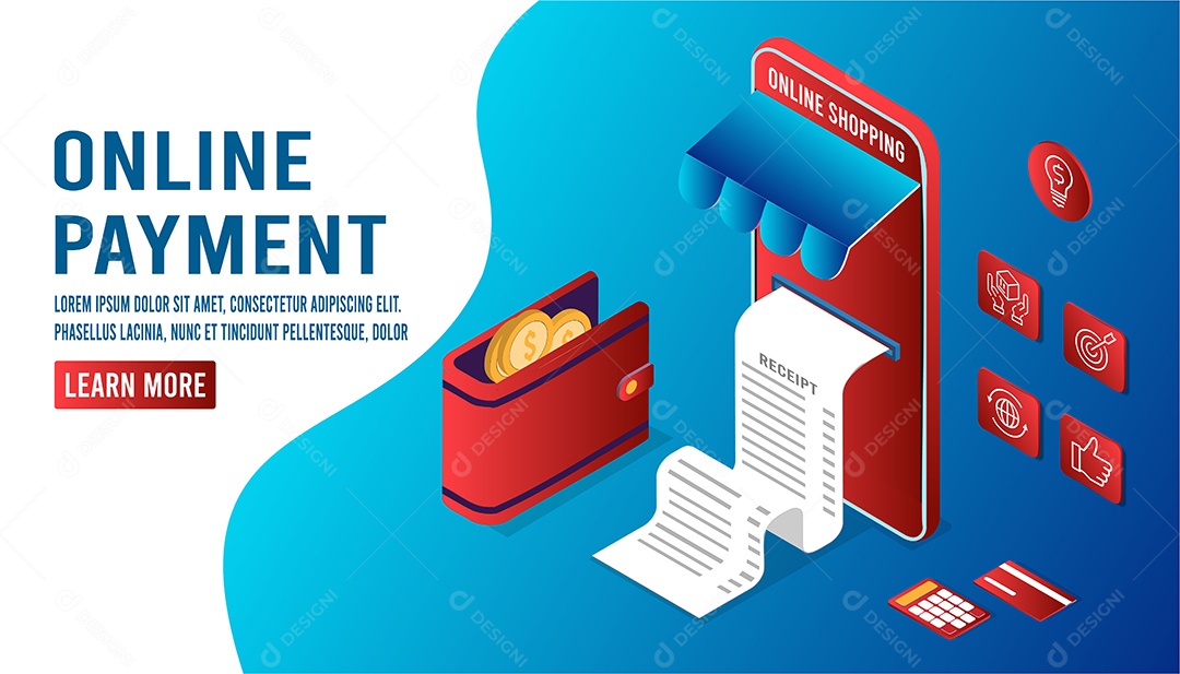 Processo de Compras Online Ilustração Vetor EPS