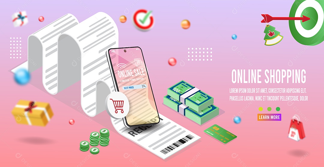 Processo de Compras Online Ilustração Vetor EPS