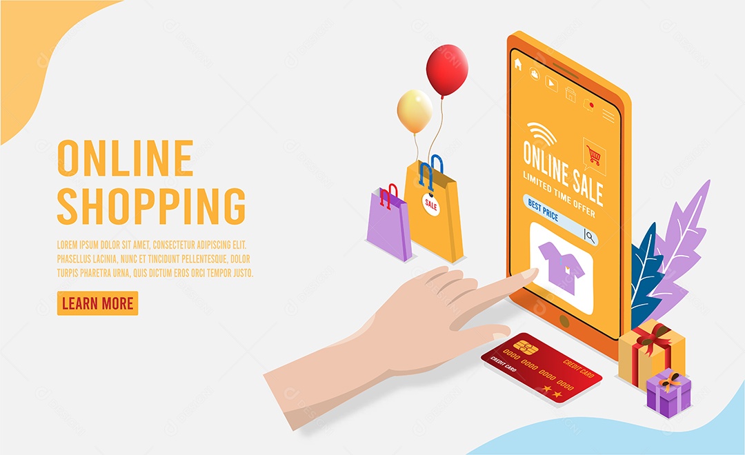 Processo de Compras Online Ilustração Vetor EPS