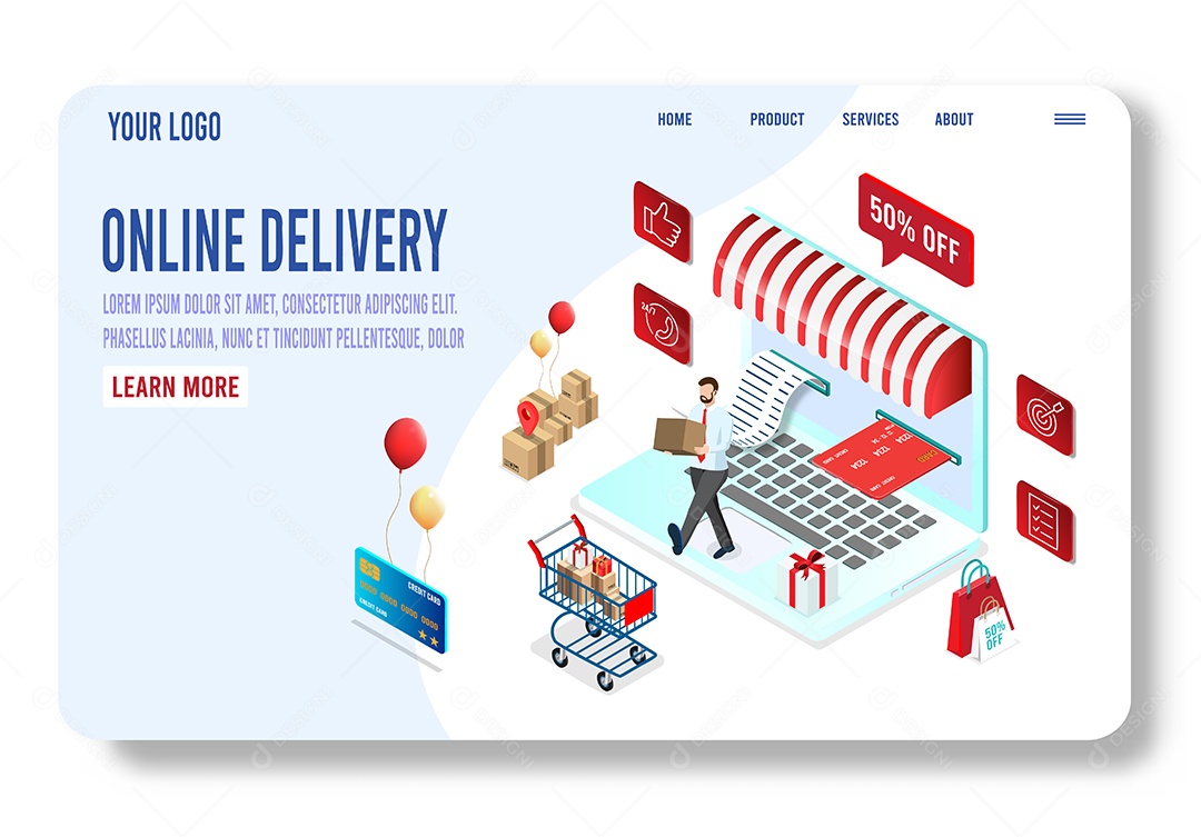 Processo de Compras On-line Ilustração Vetor EPS