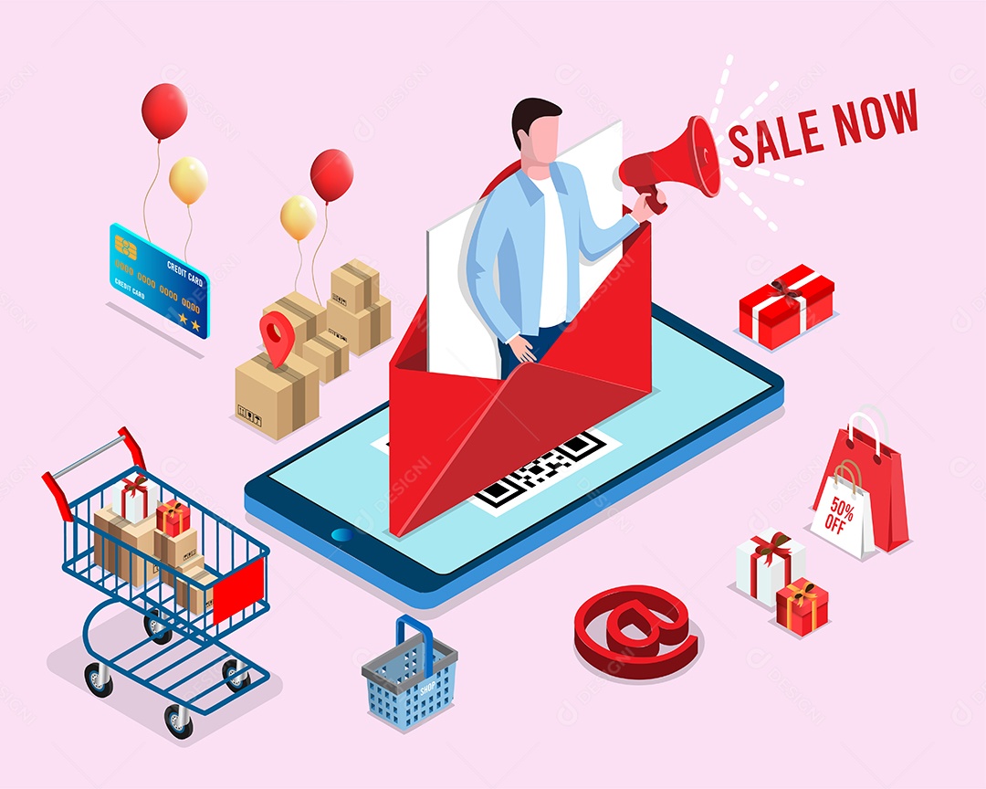 Processo de Compras Online Ilustração Vetor EPS