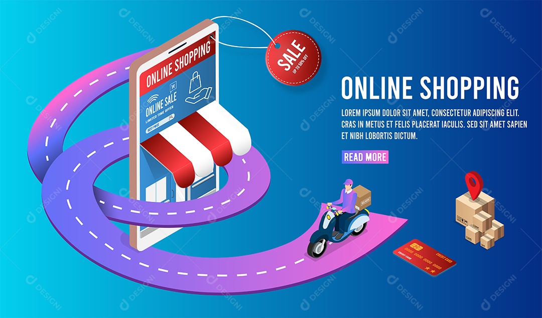 Processo de Compras Online Ilustração Vetor EPS