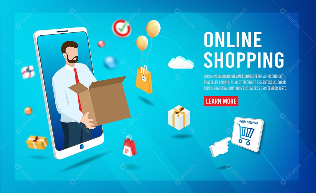 Processo de Compras Online Ilustração Vetor EPS