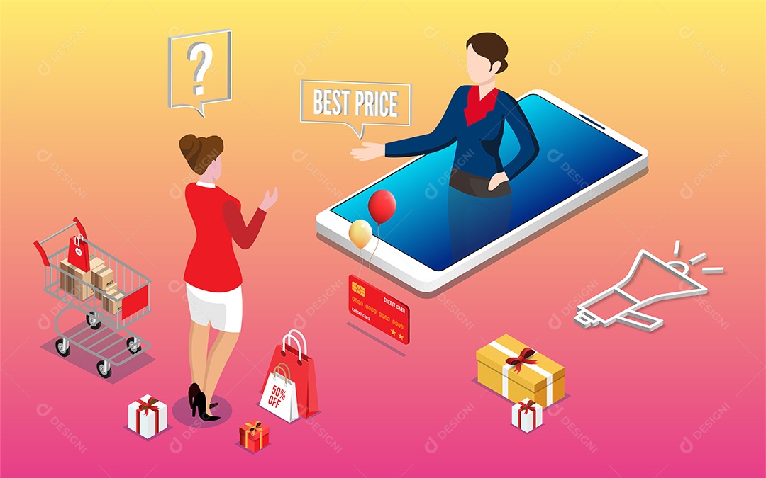 Processo de Compras Online Ilustração Vetor EPS