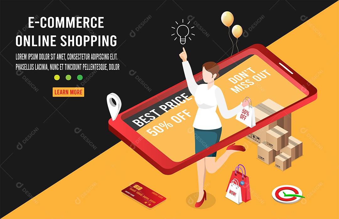 Processo de Compras Online Ilustração Vetor EPS