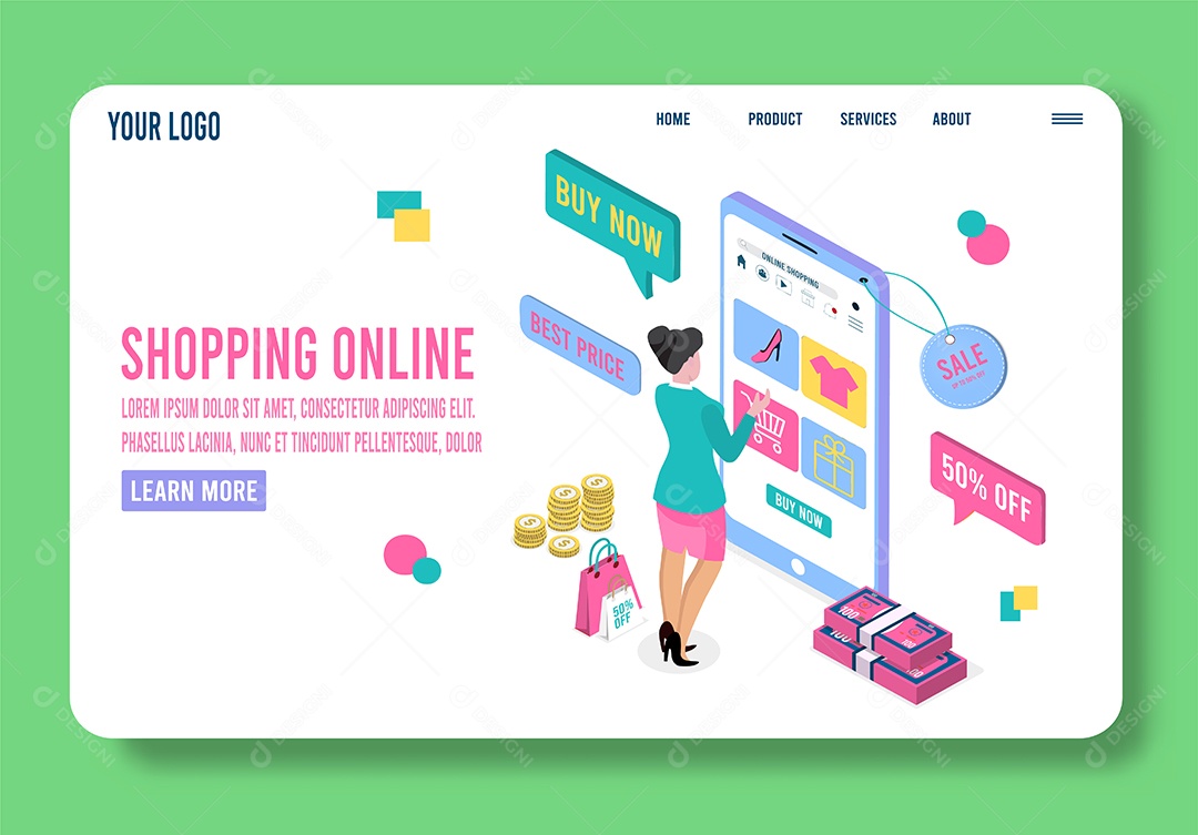 Processo de Compras Online Ilustração Vetor EPS