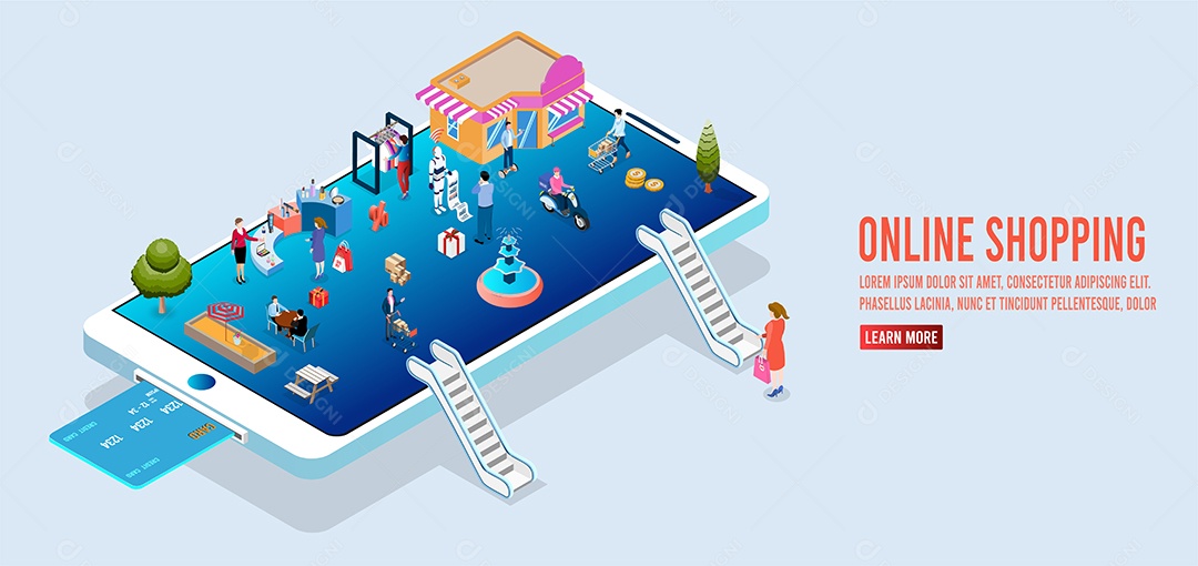 Processo de Compras Online Ilustração Vetor EPS