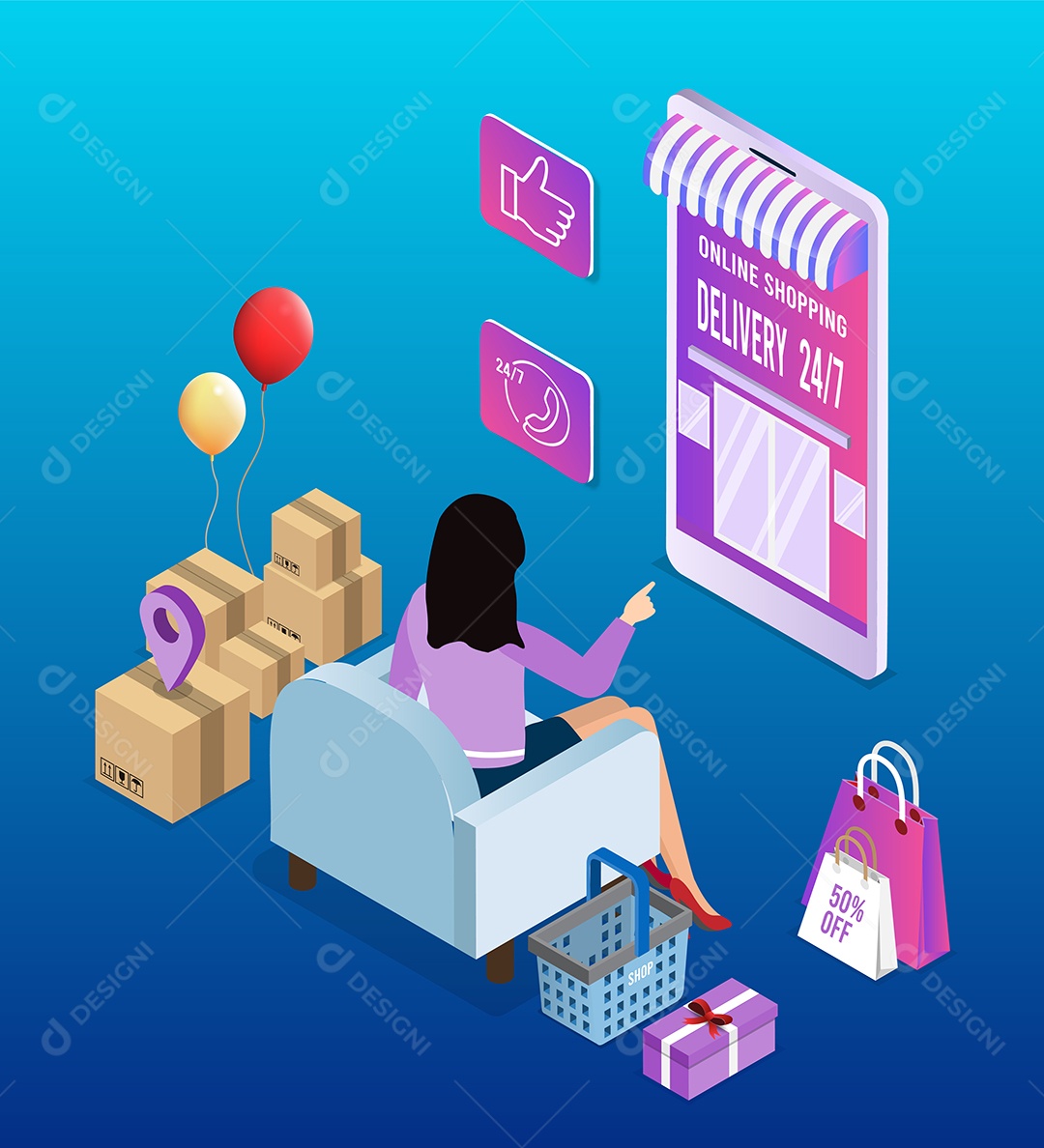 Compras Online Ilustração Vetor EPS