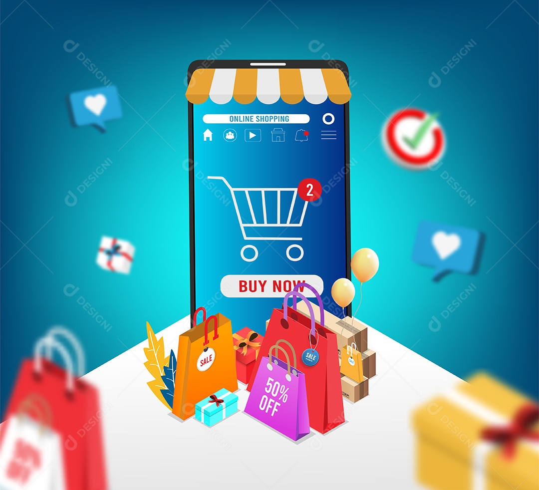 Compras Online Ilustração Vetor EPS