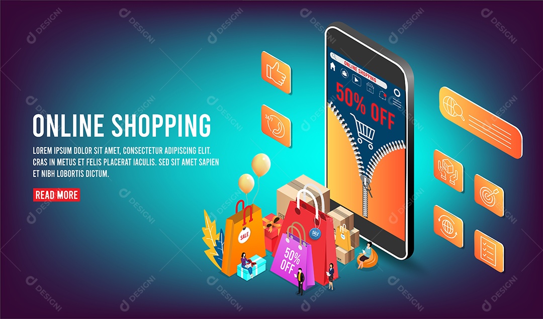 Lojas Online Ilustração Vetor EPS