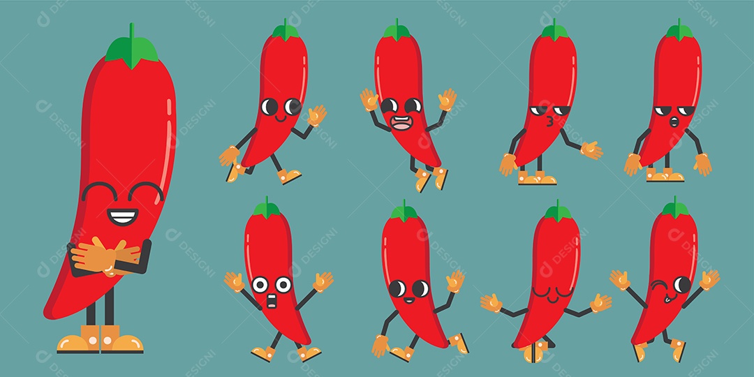 Pimenta Personagem Ilustração Vetor EPS