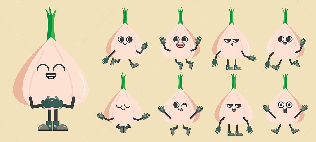 Cebola Personagem Ilustração Vetor EPS