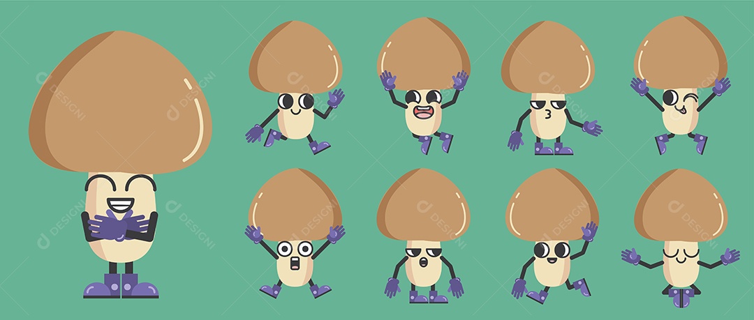 Cogumelo Personagem Ilustração Vetor EPS