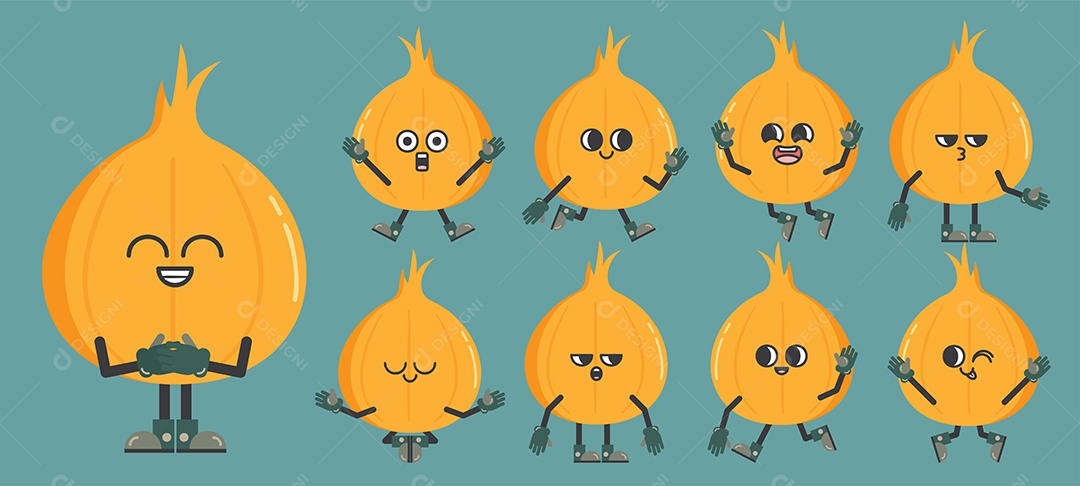 Cebola Personagem Ilustração Vetor EPS