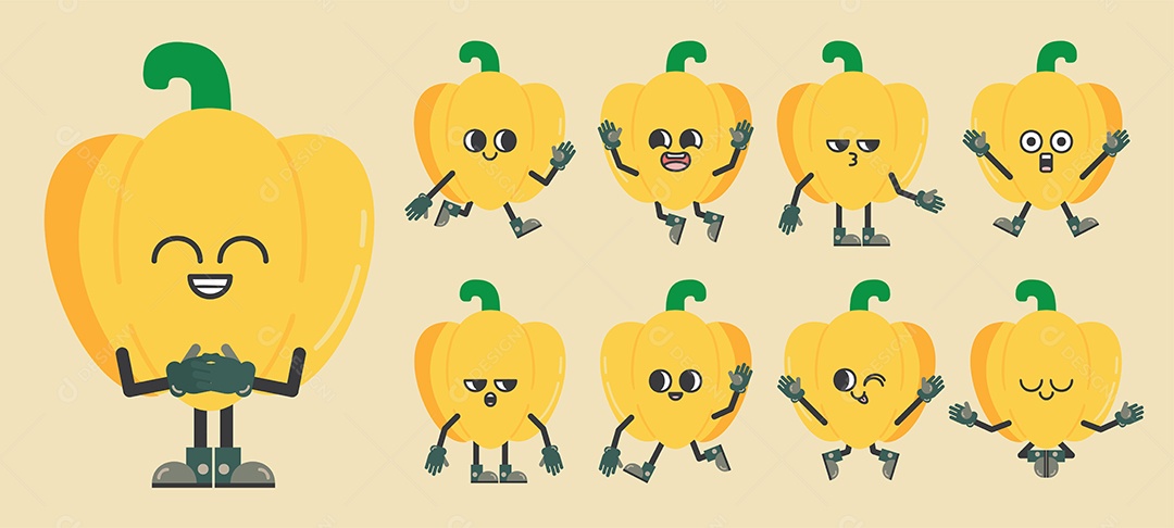 Pimentão Personagem Ilustração Vetor EPS