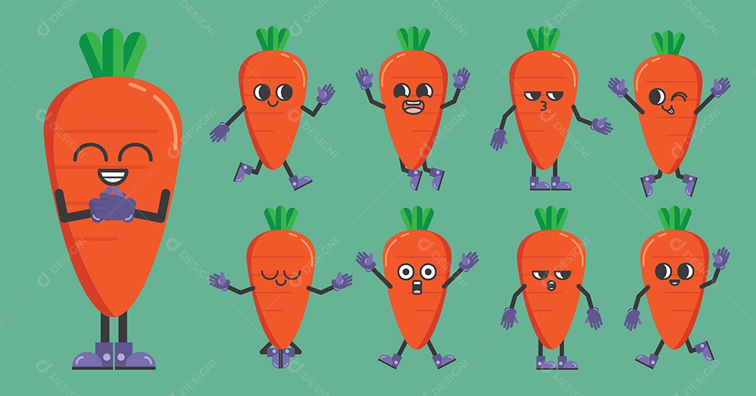 Cenoura Personagem Ilustração Vetor EPS