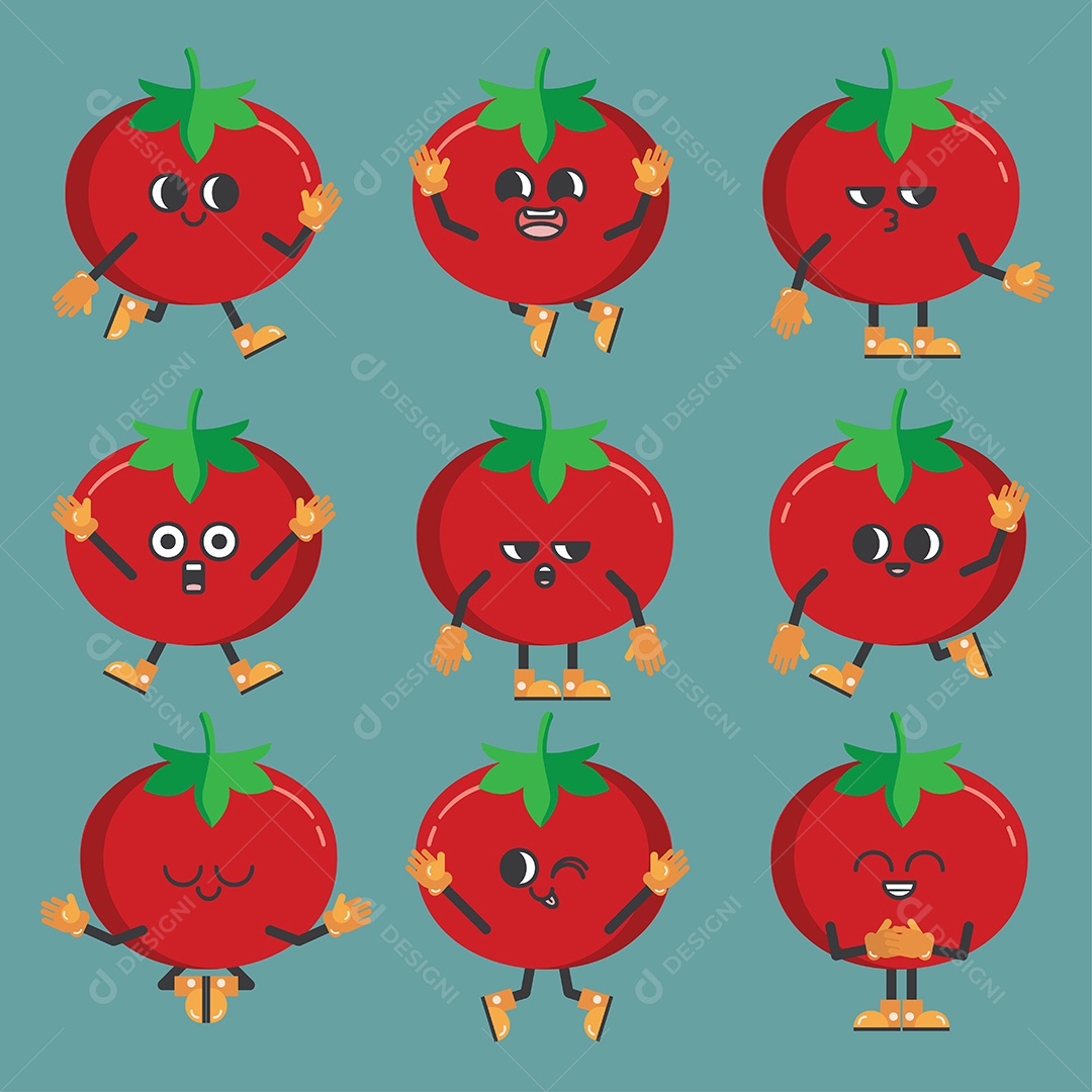 Tomate Personagem Ilustração Vetor EPS