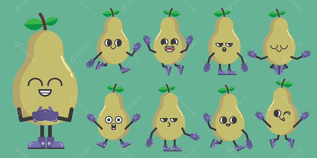 Abacate Personagem Ilustração Vetor EPS