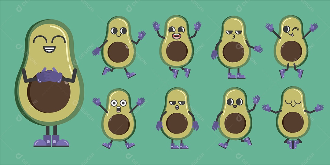 Abacate Personagem Ilustração Vetor EPS