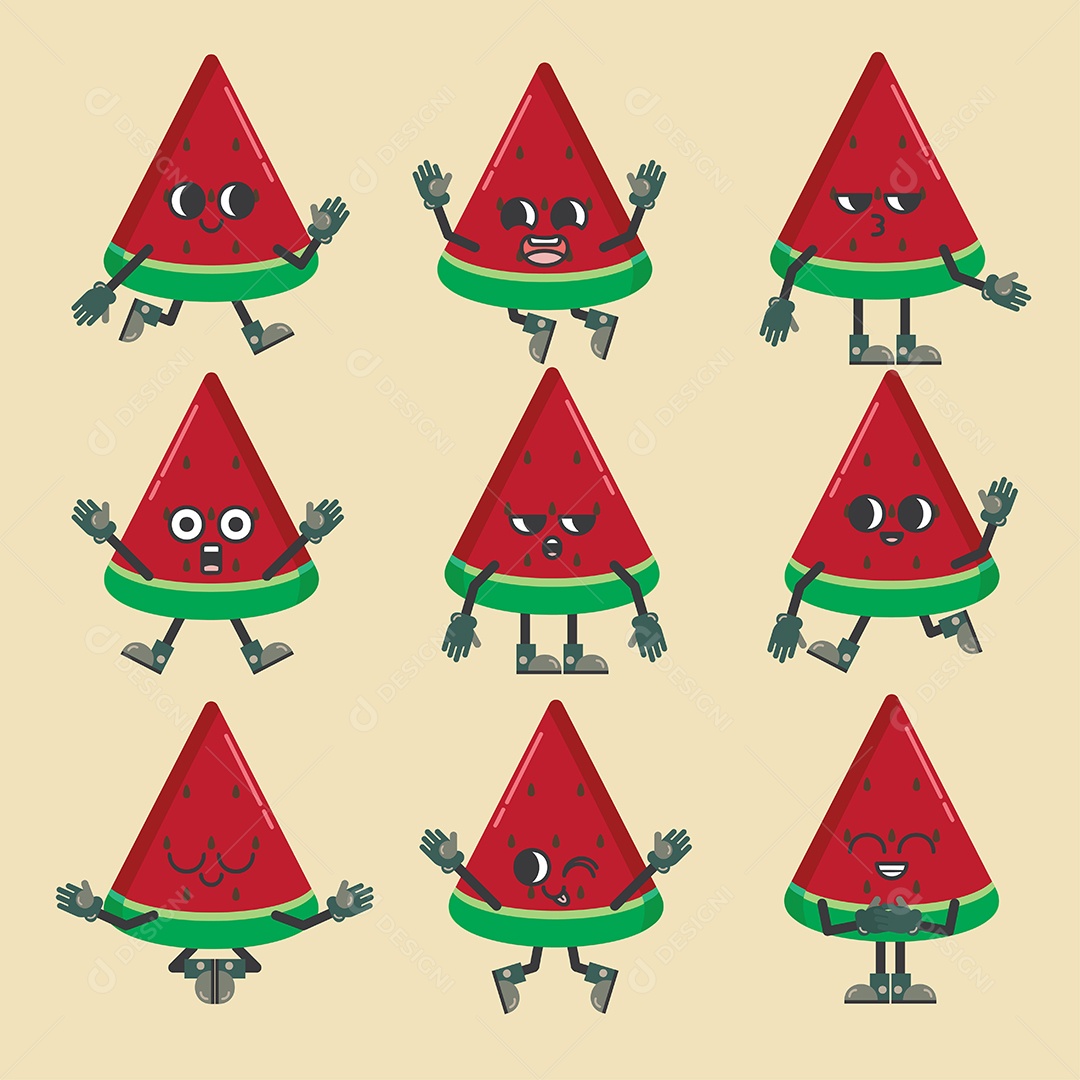 Melancia Personagem Ilustração Vetor EPS