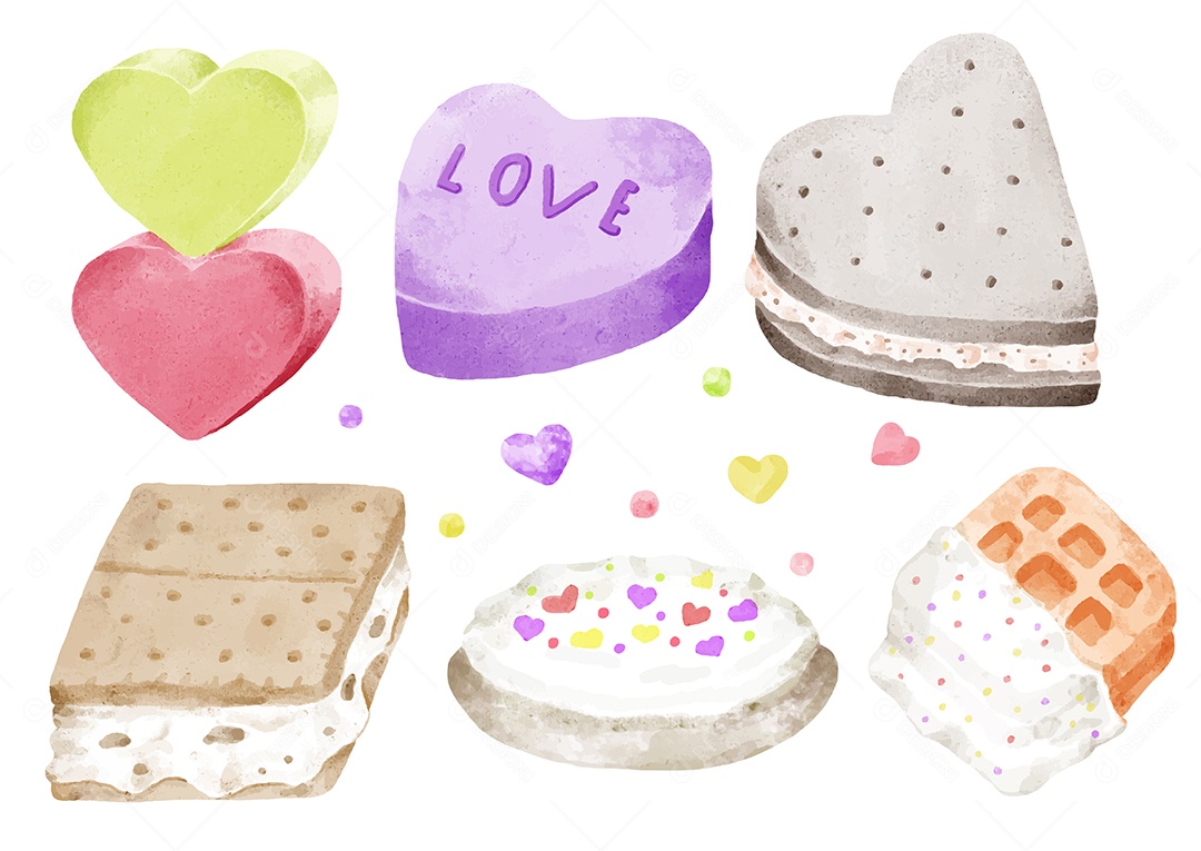 Comidas Ilustrações do Dia dos Namorados Vetor EPS