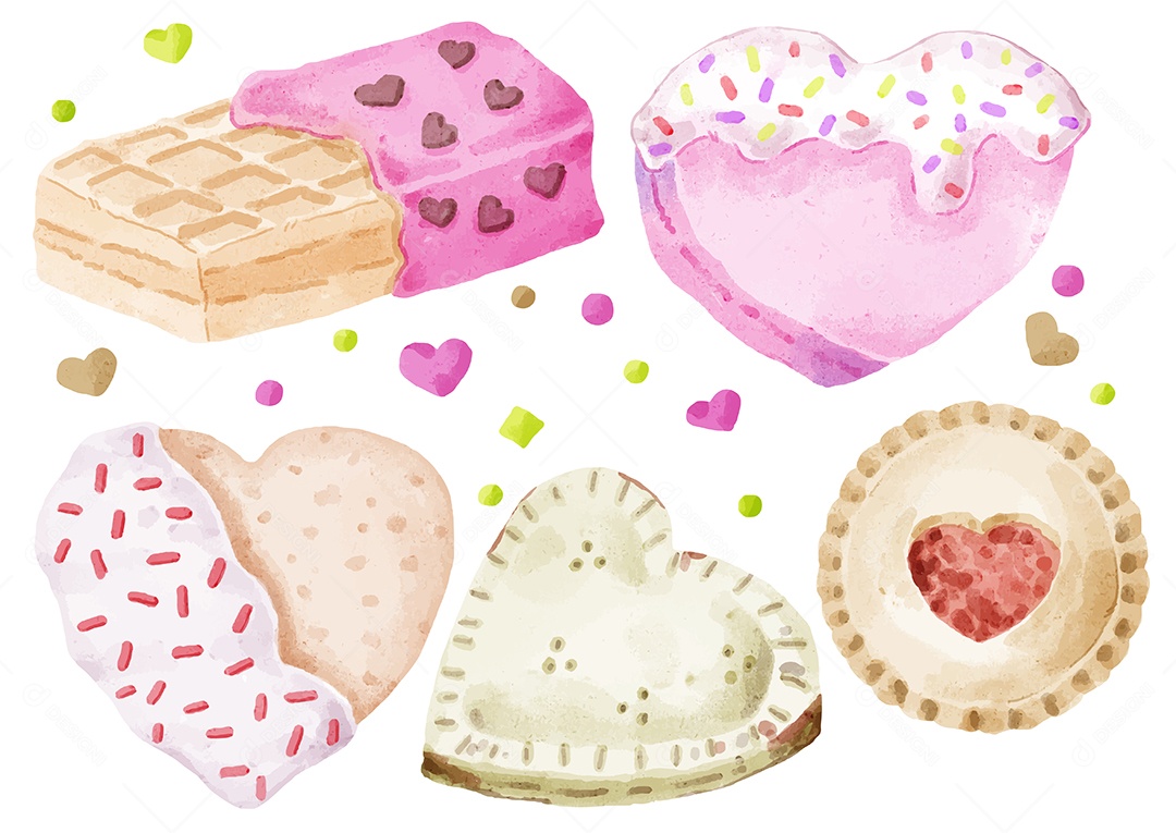 Comidas Ilustrações do Dia dos Namorados Vetor EPS