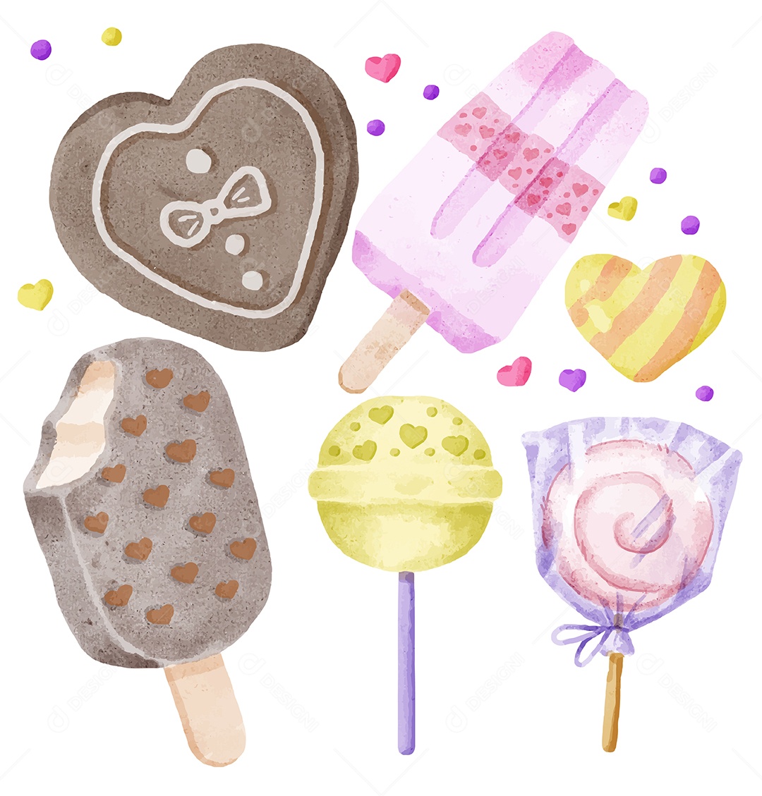 Comidas Ilustrações do Dia dos Namorados Vetor EPS