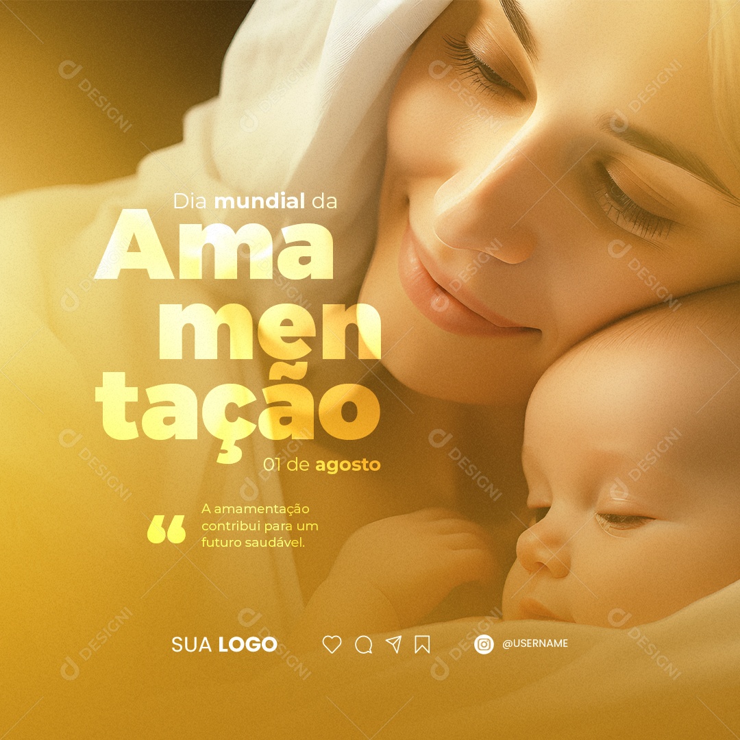 Dia Mundial Da Amamentação 01 de Agosto Social Media PSD Editável