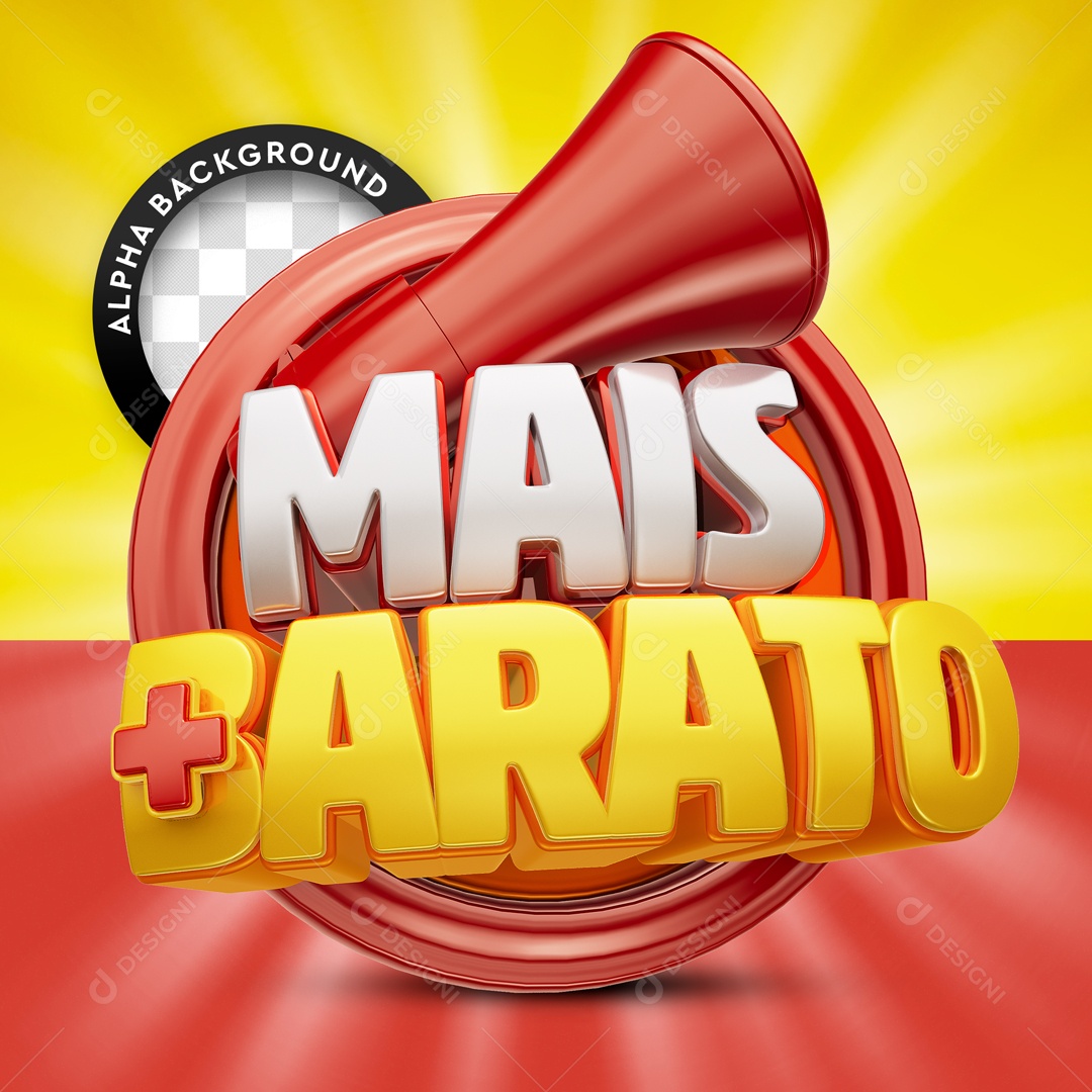 Selo 3D Mais Barato Vermelho Para Composição PSD