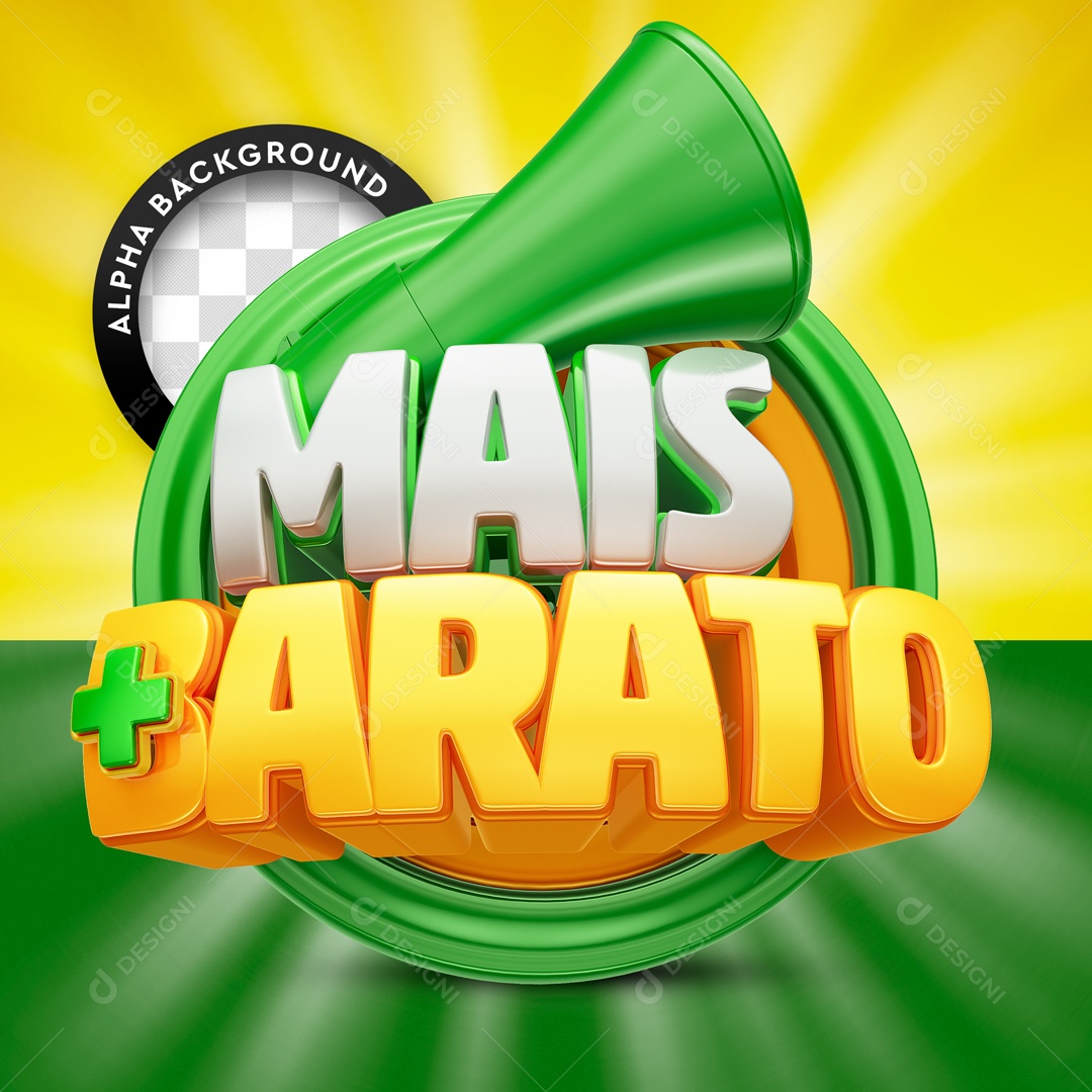 Selo 3D Mais Barato Verde Para Composição PSD