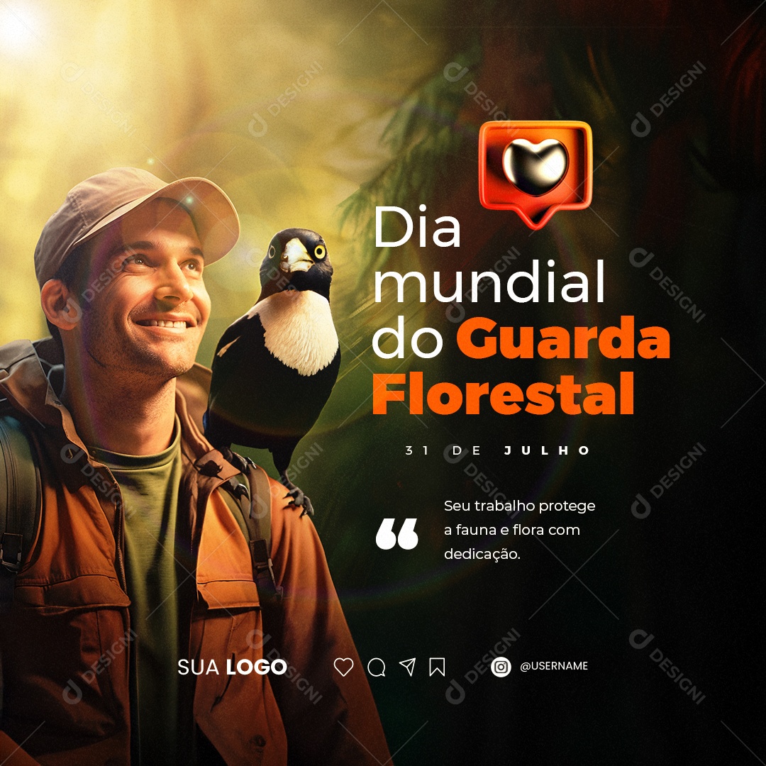 Dia Mundial do Guarda Florestal 31 de Julho Social Media PSD Editável