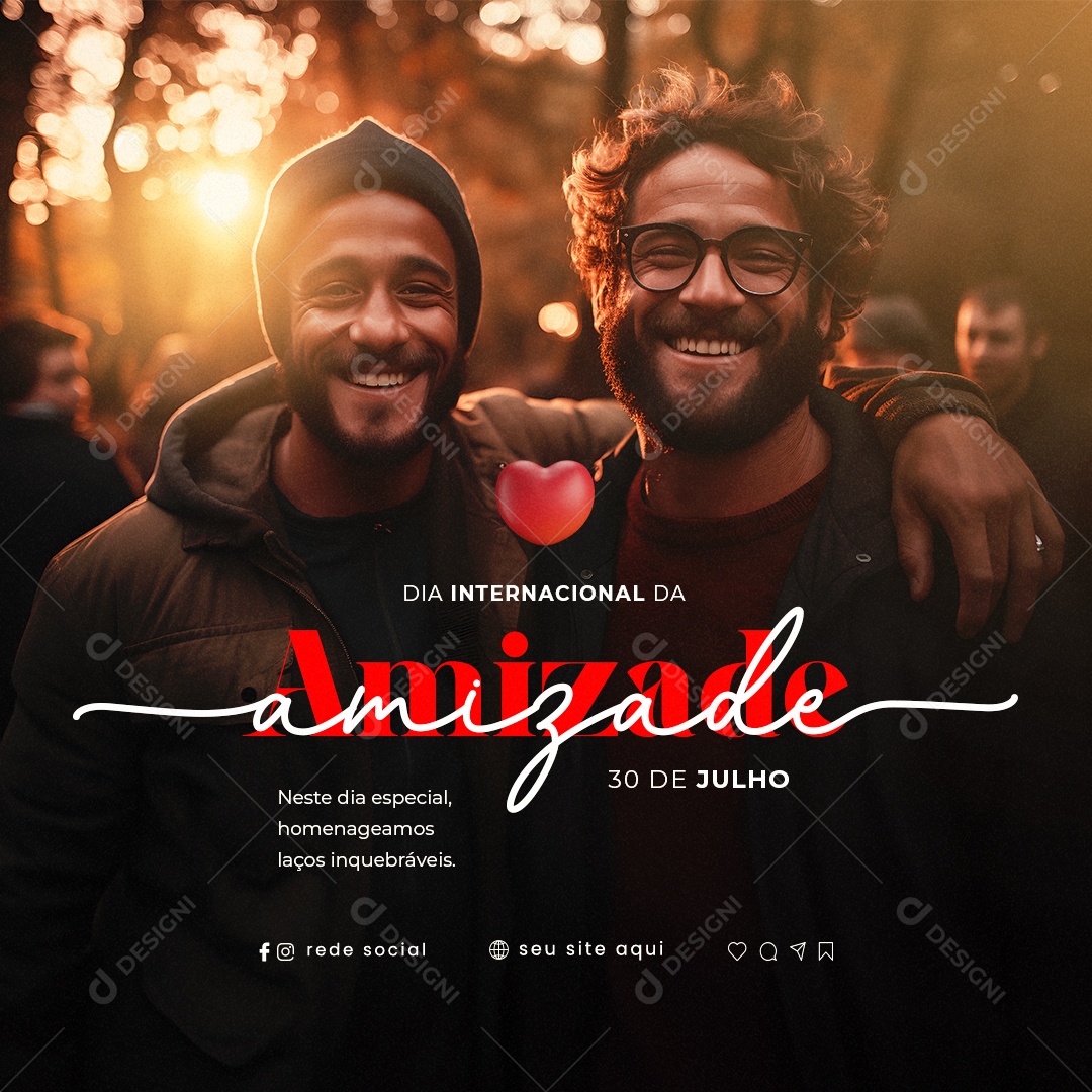Dia Internacional da Amizade 30 de Julho Social Media PSD Editável