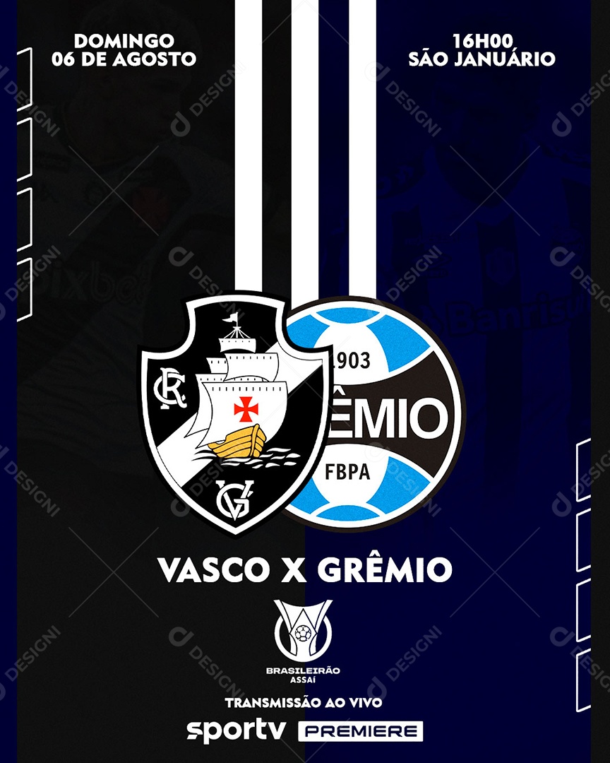 Social Media Vasco X Grêmio Futebol PSD Editável
