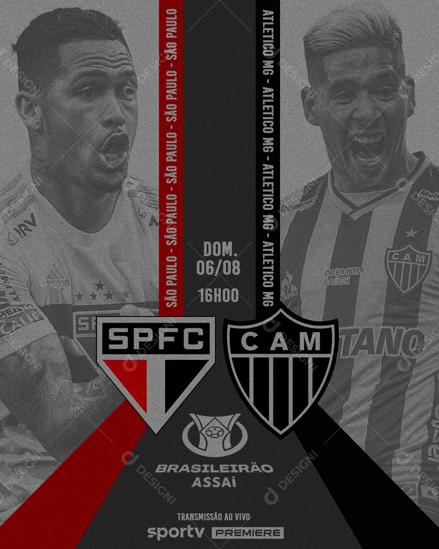 Brasileirão São Paulo X Atlético Mineiro Social Media PSD Editável