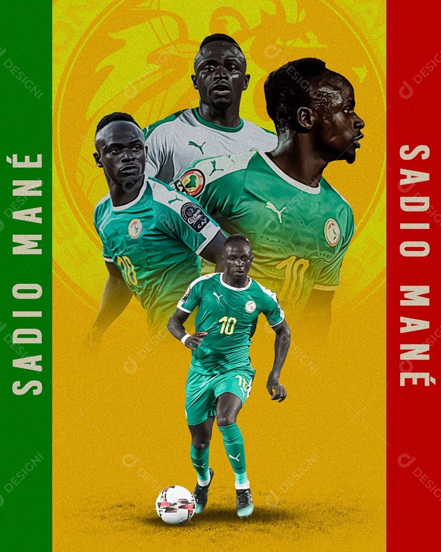 Jogador Sadio Mané Futebol Social Media PSD Editável