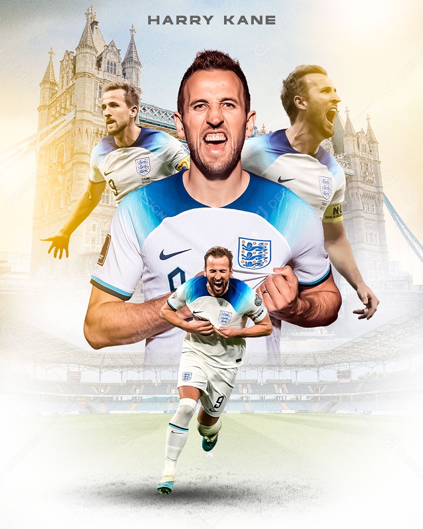 Social Media Jogador Harry Kane Futebol PSD Editável