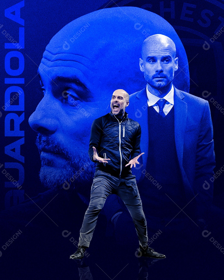Social Media Futebol Técnico Pep Guardiola PSD Editável