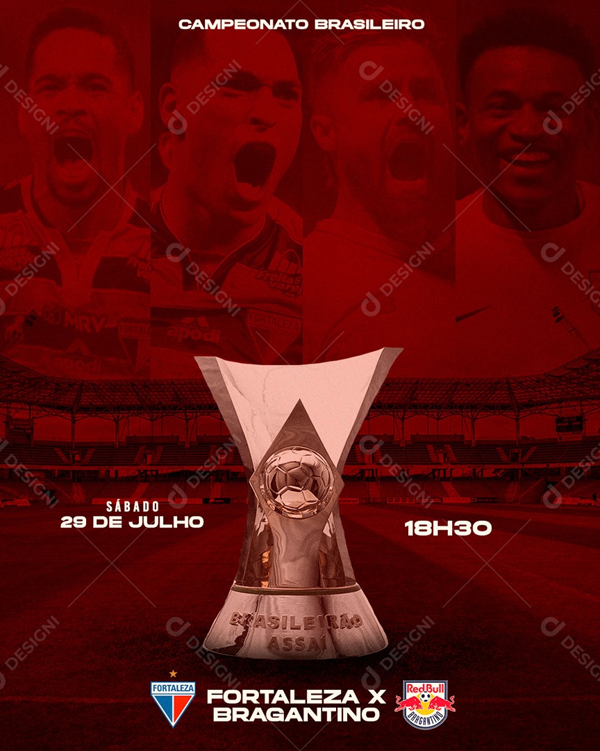 Futebol Campeonato Brasileiro Fortaleza X Bragantino Social Media PSD Editável