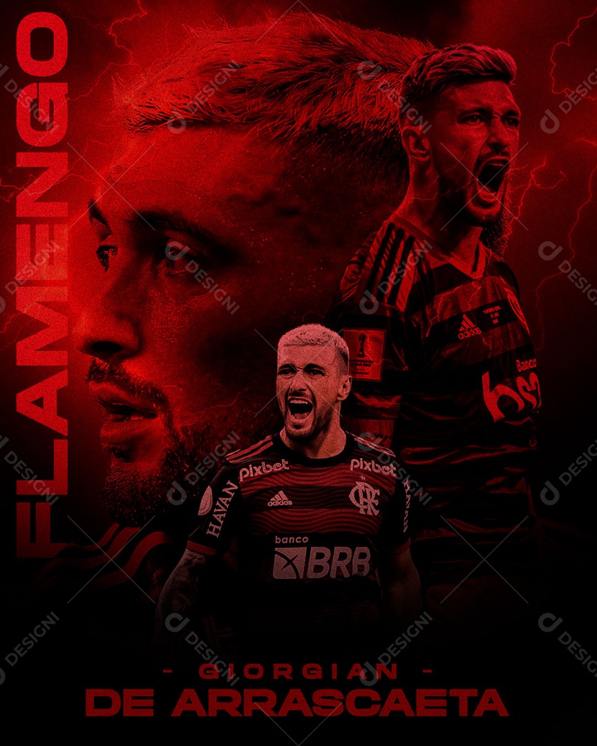 Social Media Flamengo Jogador De Arrascaeta Futebol PSD Editável