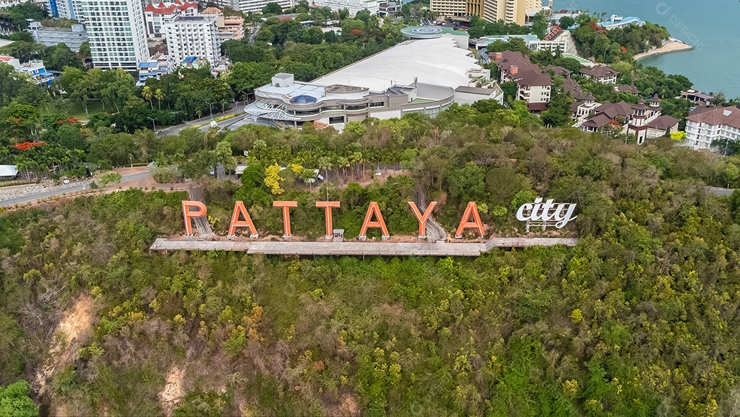 Letras grandes PATTAYA vista aérea de pattaya tailândia