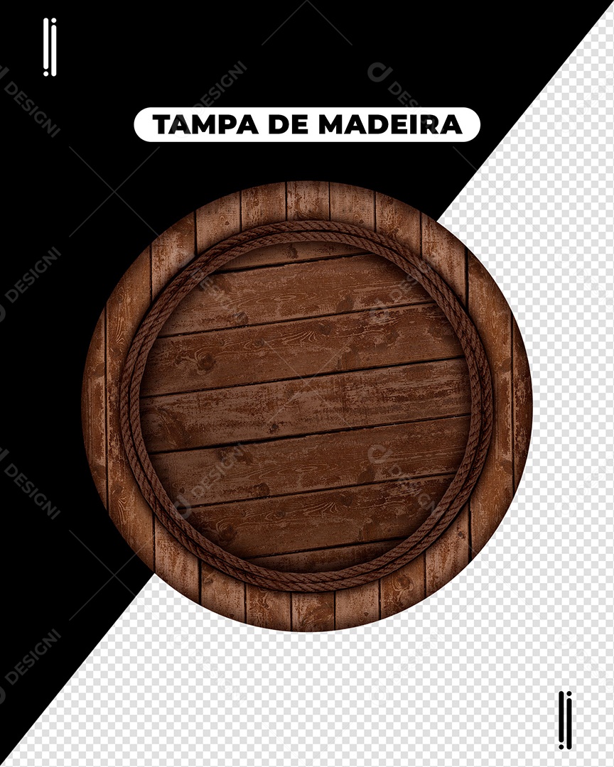 Elemento 3D Tampa De Madeira Para Composição PSD