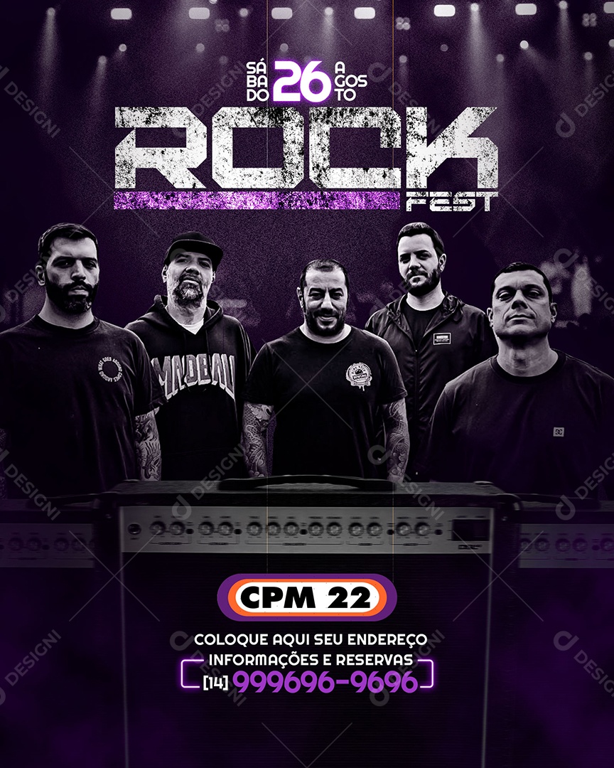 Social Media Feed Flyer Rock Fest PSD Editável
