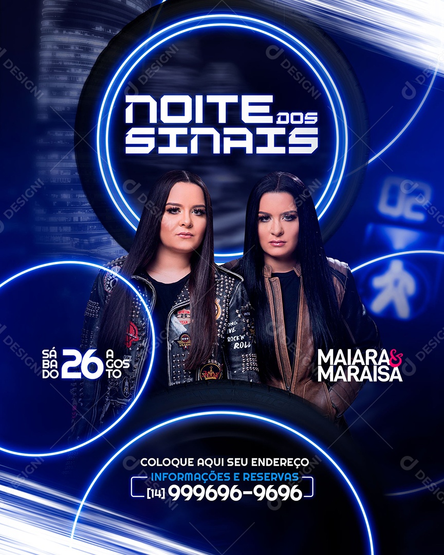 Social Media Feed Flyer Noite Dos Sinais Maiara e Maraisa PSD Editável