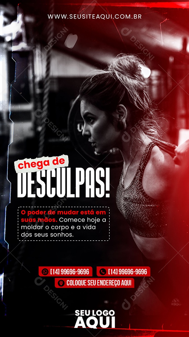 Story Chega De Desculpas Academia Social Media PSD Editável