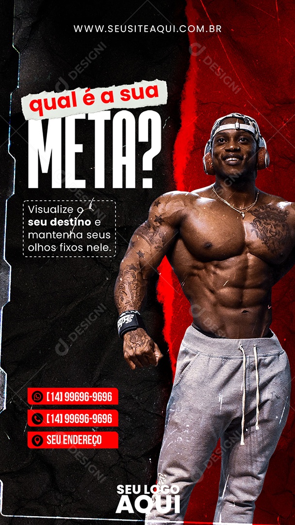 Social Media Story Qual é a Sua Meta Academia PSD Editável