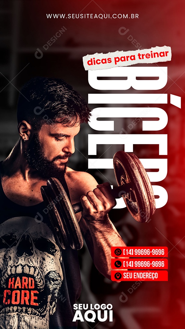 Story Dicas Para Treinar Bíceps Academia Social Media PSD Editável