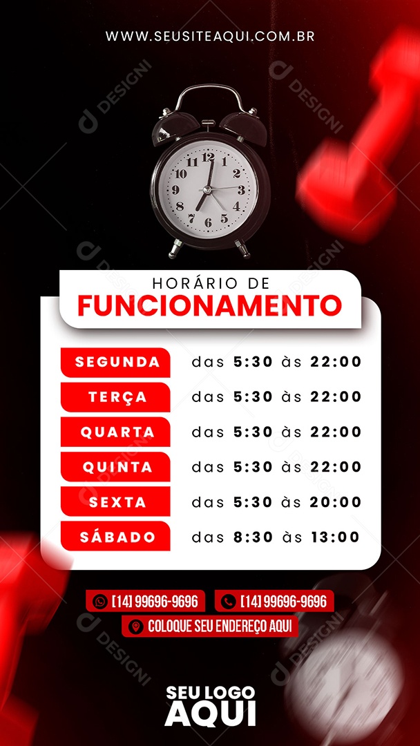 Social Media Story Horário De Funcionamento Academia PSD Editável