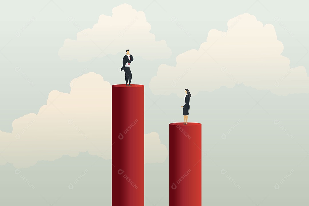 Empresário e Empresária Estão Em Lados Diferentes Vetor EPS